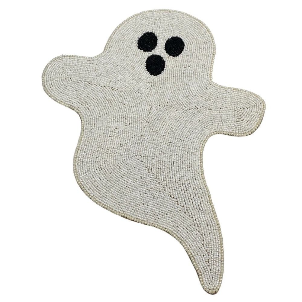 Max Studio Halloween Ghost 17in Single Beaded Placemat Charger